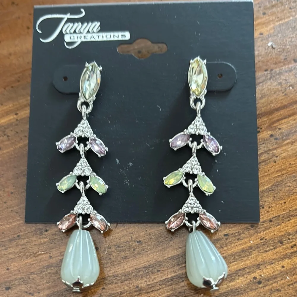Tanya Creations Multicolor Earrings with Teardrop Bead